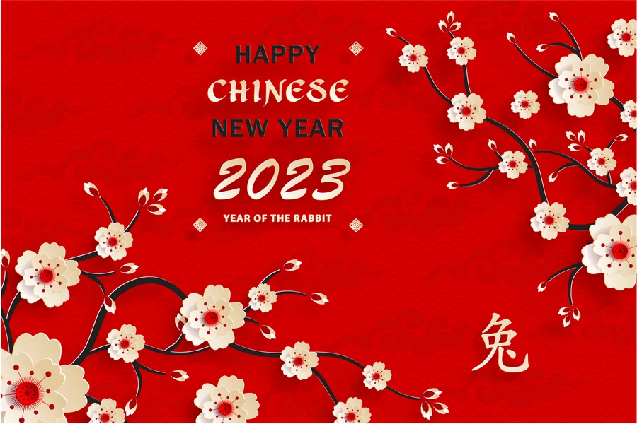 2023兔年中国风新年春节剪纸风节日宣传插画海报背景展板AI素材【272】
